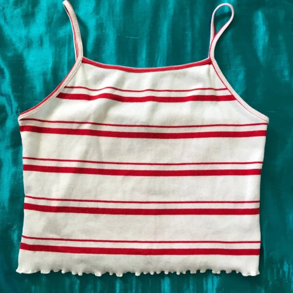 Red and white tank top size medium